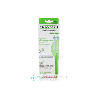 Fluocaril Brosse à Dents Interdental PRO Système Interchangeable Medium Kit de Démarrage