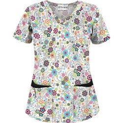 UA Floral Extravaganza Black Scrub Top