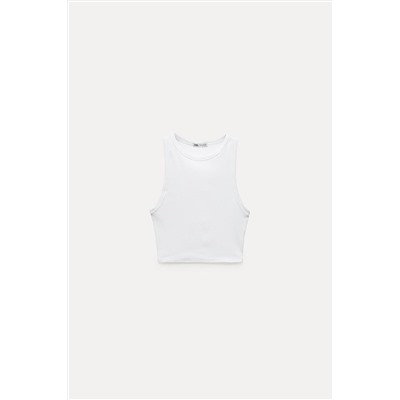 RIBBED CROPPED HALTER TOP