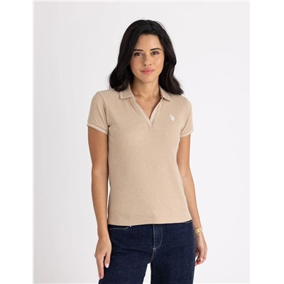 TIPPED SPLIT NECK RIBBED POLO SHIRT