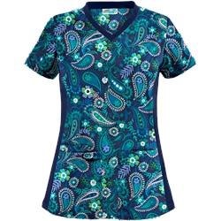 UA Tibetan Tease Navy Print Scrub Top