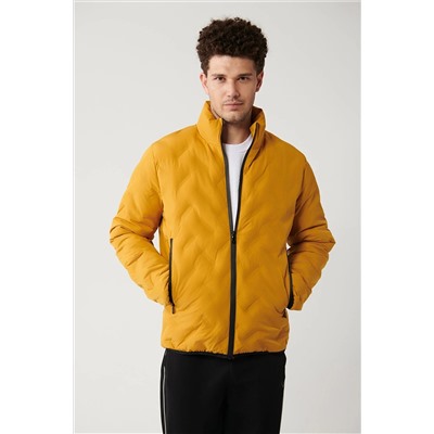 Avva Erkek Hardal Dik Yaka Su Itici Rüzgar Geçirmez Hafif Comfort Fit Rahat Kesim Şişme Mont E006036