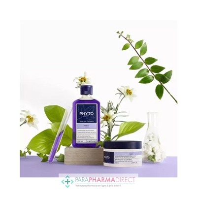 Phyto Violet Shampooing Déjaunissant Cheveux Blonds Décolorés, Gris, Blancs 250ml