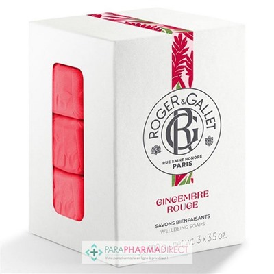 Roger & Gallet Gingembre Rouge - Savons Bienfaisants - Coffret 3x100g
