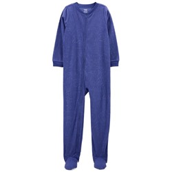 Kid 1-Piece Bear Burn Out Fleece Footie Pajamas
