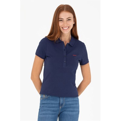 Kadın Lacivert Basic Polo Yaka Tişört