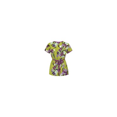 UA Island Bouquet Giddy Green Mock Wrap Scrub Top
