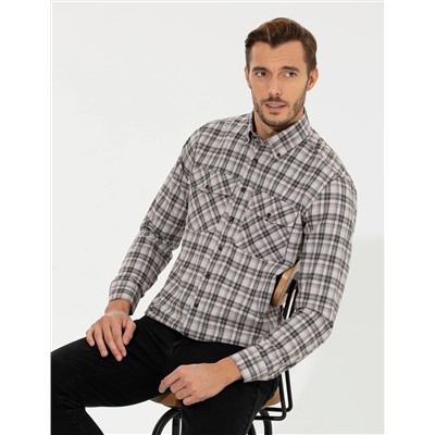 Açık Kahverengi Regular Fit Uzun Kollu Gömlek