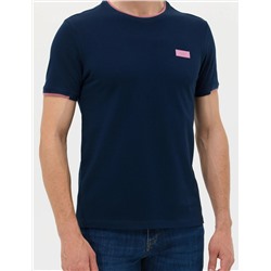 Lacivert Slim Fit Bisiklet Yaka Tişört