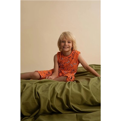 Defacto Erkek Çocuk Desenli Kolsuz Kapri Pijama Takım Y7277A622HS