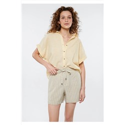 Mavi Sarı Çizgili Gömlek Loose Fit / Bol Rahat Kesim 1210445-84607