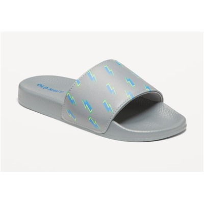 Gender-Neutral Faux-Leather Pool Slide Sandals for Kids