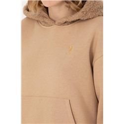 Kadın Kum Kapüşonlu Sweatshirt