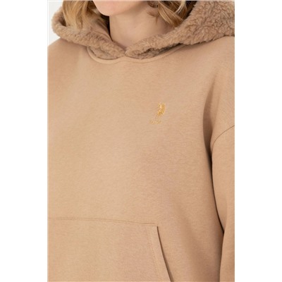Kadın Kum Kapüşonlu Sweatshirt