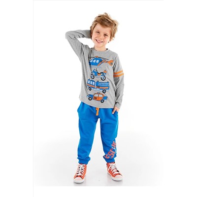 Mushi Rescue Team Araba Erkek Çocuk Gri T-shirt Mavi Pantolon Takım MS-21S1-038