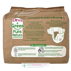 Love&Green Pure Nature - Couches Écologiques Non Blanchies - Taille 4+ - 9 à 20kg - 35 couches