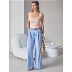 Топ облегающий из эластичного хлопка с квадратным вырезом каре