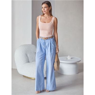 Топ облегающий из эластичного хлопка с квадратным вырезом каре