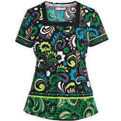 koi Scrubs Penny Lane Emerald Print Top