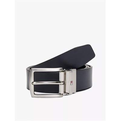 Reversible Flag Logo Loop Leather Belt