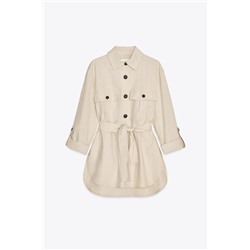 LINEN-BLEND SAFARI SHIRT