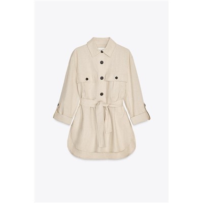 LINEN-BLEND SAFARI SHIRT