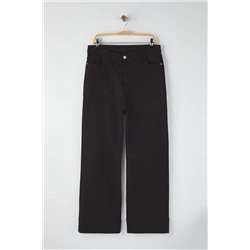 Siyah Yüksek İspanyol Paça Denim Büyük Beden Flare Jeans TBBAW26CJ00032