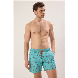 TRENDYOL MAN Mint Standart Fit Desenli Yengeç Desenli Deniz Şortu TMNSS24DS00006