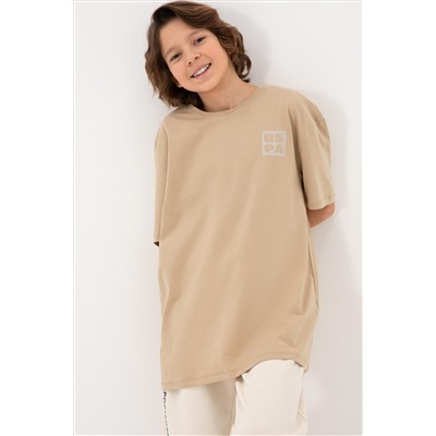 Erkek Çocuk Kum Comfort Basic Bisiklet Yaka Tişört