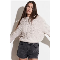 Wrangler Kadın Regular Fit Normal Kesim Bisiklet Yaka Krem Triko Kazak W8P8PU