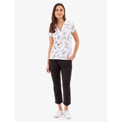 FLORAL PRINT SPLIT NECK POLO SHIRT