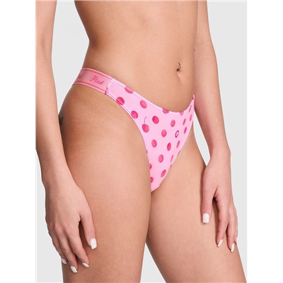 Logo Cotton High-Leg Thong Panty