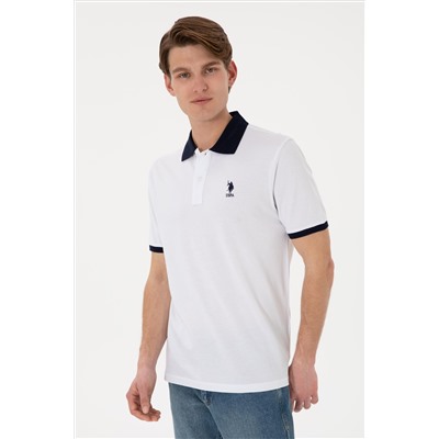 Erkek Regular Fit Polo Yaka Beyaz Basic Tişört