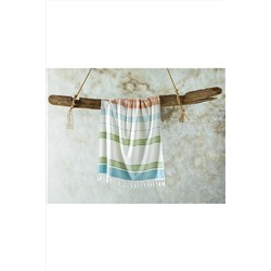 English Home Nova Pamuk Saçaklı Plaj Havlusu 75x150 Cm Ekru-yeşil-sarı 10039169