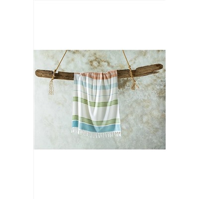 English Home Nova Pamuk Saçaklı Plaj Havlusu 75x150 Cm Ekru-yeşil-sarı 10039169