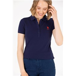 Kadın Lacivert Basic Polo Yaka Tişört