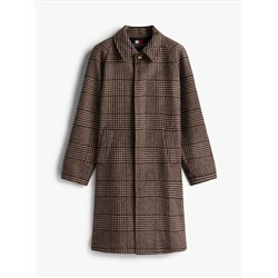 Check Wool-Blend Coat