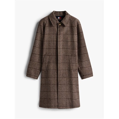Check Wool-Blend Coat