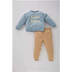 Defacto Erkek Bebek Slogan Baskılı Sweatshirt Eşofman Altı 2'li Takım B2184A5BE523mc
