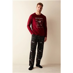 Penti Hogwarts Basic Cozy Uzun Kollu Siyah Pijama Takımı PHSHK85D23SK-BSI