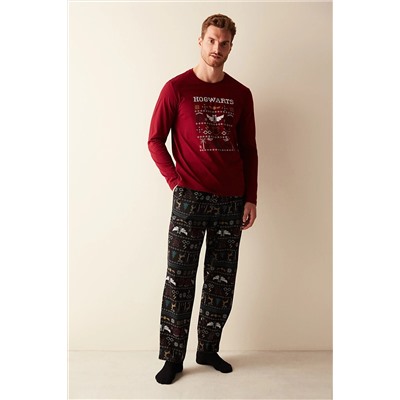 Penti Hogwarts Basic Cozy Uzun Kollu Siyah Pijama Takımı PHSHK85D23SK-BSI