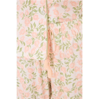 Pijama camisero algodón estampado rosa