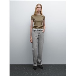 Contrast rib T-shirt 100% cotton