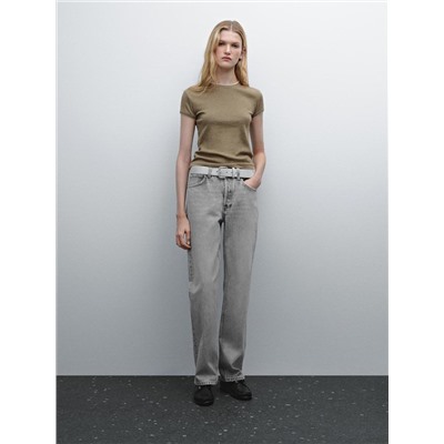 Contrast rib T-shirt 100% cotton
