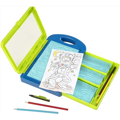 Melissa & Doug Adventure Design Activity Kit: 9 Double-Sided Plates, 4 Colored Pencils, Crayon