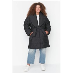 Trendyol Curve Siyah Şal Yaka Oversize Şişme Mont TBBAW23AW00000