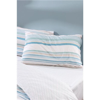 Sorel King Size %100 Pamuk Ranforce Baskılı Nevresim Takımı - Turkuaz