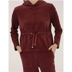 Bordo Comfort Fit Kapüşonlu Sweatshirt