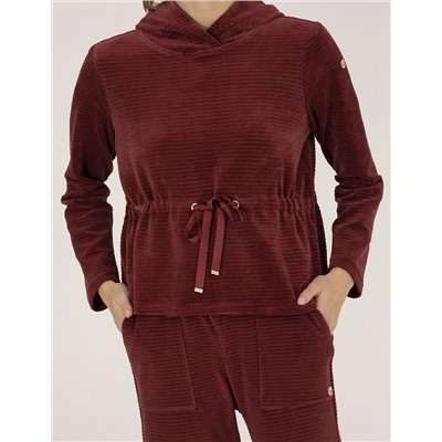 Bordo Comfort Fit Kapüşonlu Sweatshirt