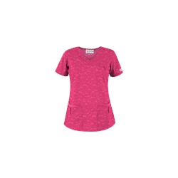 UA Forever Hearts Fuchsia Print Scrub Top